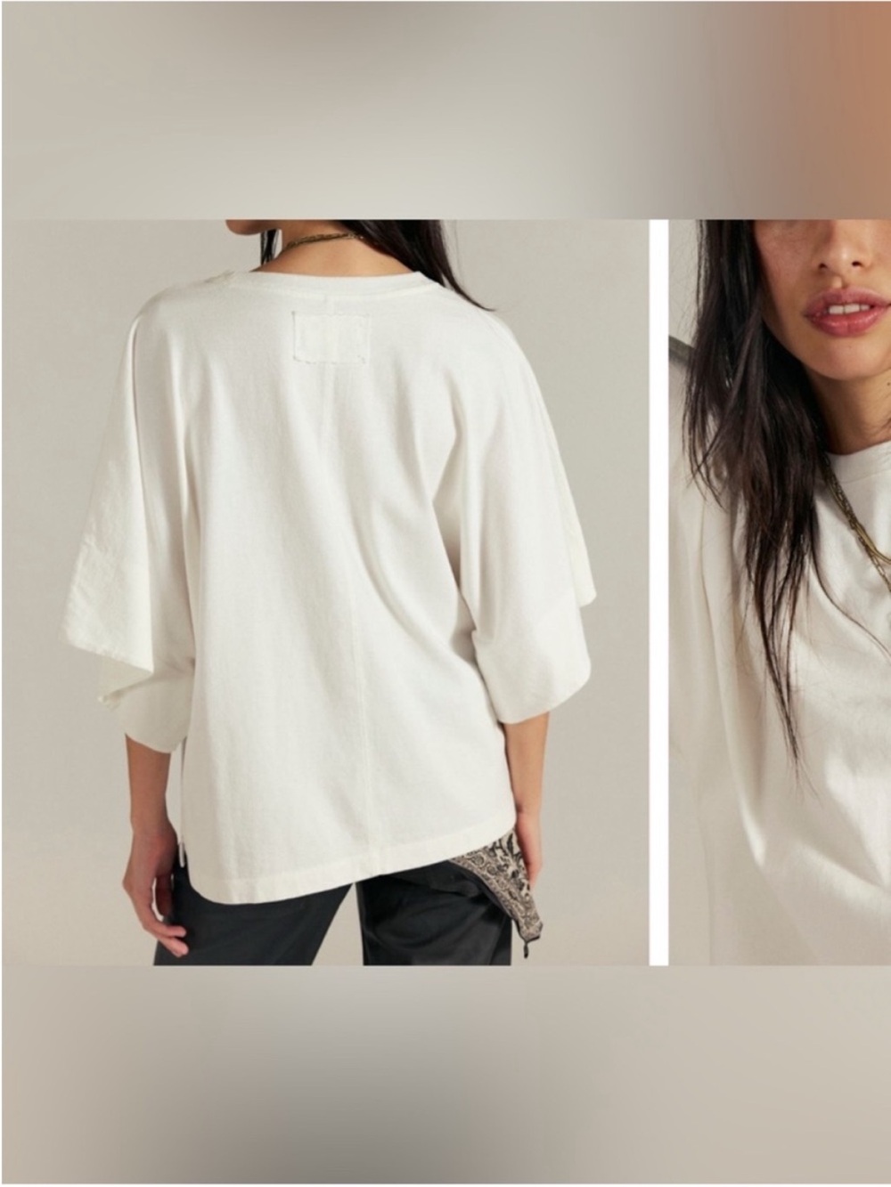 NWT Free People We The Free Atlas Dolman Tee - clean ivory white - small - Picture 3 of 8